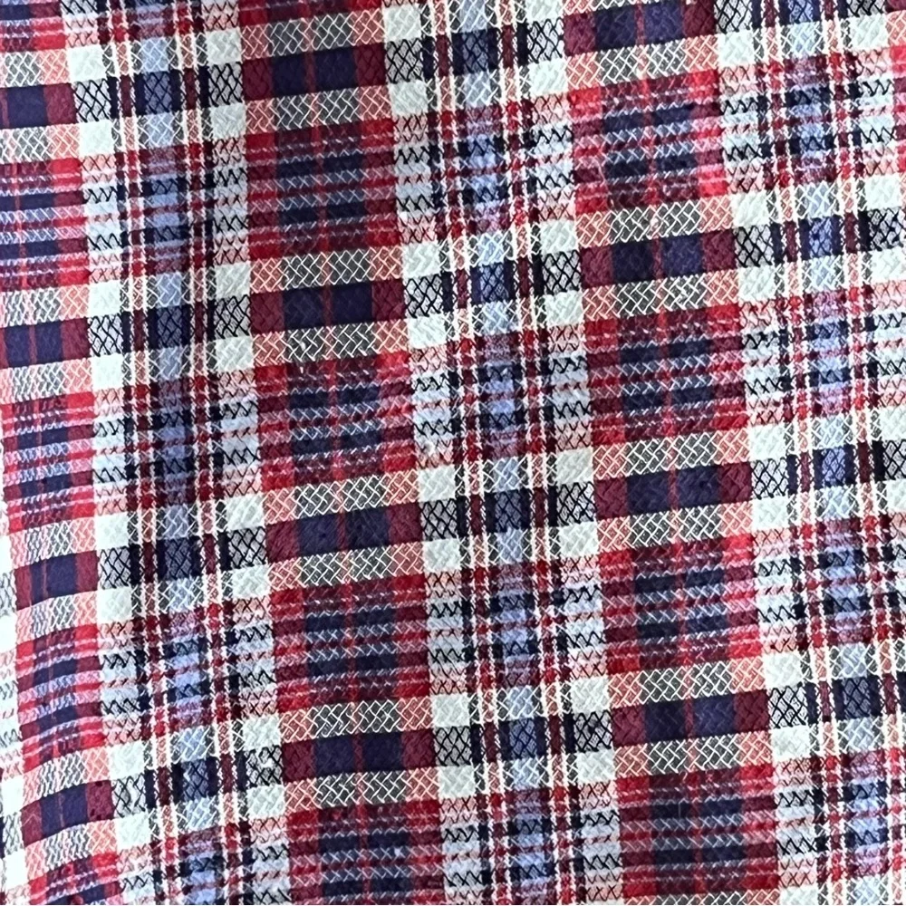 Eddie Bauer Shirt Women’s 3X Purple Pink Plaid Adventurer Roll-Tab Sleeve READ